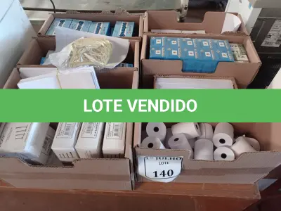 LOTE 140 - 01 LOTE COM DIVERSOS MATERIAIS PARA ESCRITÓRIO. (NO ESTADO) ATENÇÃO! FAZER A VISITAÇÃO ANTES DE ARREMATAR, NÃO SABEMOS SE FUNCIONA. LEILÃO NÃO TEM GARANTIA E NEM DEVOLUÇÃO, SUJEITO A POSSÍVEIS AVARIAS VISÍVEIS/OCULTAS E/OU AUSÊNCIA DE COMPONENTES.