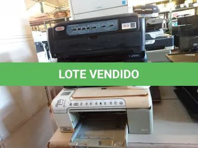 LOTE 179 - 05 IMPRESSORAS, SENDO 01 MATRICIAL E 01 MÁQUINA DE ESCREVER ANTIGA. (NO ESTADO) ATENÇÃO! FAZER A VISITAÇÃO ANTES DE ARREMATAR, NÃO SABEMOS SE FUNCIONA. LEILÃO NÃO TEM GARANTIA E NEM DEVOLUÇÃO, SUJEITO A POSSÍVEIS AVARIAS VISÍVEIS/OCULTAS E/OU AUSÊNCIA DE COMPONENTES.