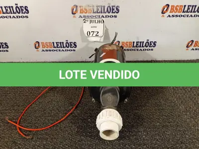 LOTE 072 - 01 MOTOR BOMBA BIVOLT KCEL. (NO ESTADO) ATENÇÃO! FAZER A VISITAÇÃO ANTES DE ARREMATAR, NÃO SABEMOS SE FUNCIONA. LEILÃO NÃO TEM GARANTIA E NEM DEVOLUÇÃO, SUJEITO A POSSÍVEIS AVARIAS VISÍVEIS/OCULTAS E/OU AUSÊNCIA DE COMPONENTES.