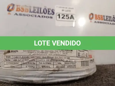 LOTE 125 - 01 ROLO DE CABO FLEXÍVEL 1×4,00MM NA COR BRANCA. (NO ESTADO) ATENÇÃO! FAZER A VISITAÇÃO ANTES DE ARREMATAR, NÃO SABEMOS SE FUNCIONA. LEILÃO NÃO TEM GARANTIA E NEM DEVOLUÇÃO, SUJEITO A POSSÍVEIS AVARIAS VISÍVEIS/OCULTAS E/OU AUSÊNCIA DE COMPONENTES.