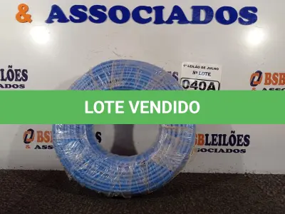 LOTE 040 - 01 ROLO DE CABO FLEXÍVEL 1×10,00MM NA COR AZUL. (NO ESTADO) ATENÇÃO! FAZER A VISITAÇÃO ANTES DE ARREMATAR, NÃO SABEMOS SE FUNCIONA. LEILÃO NÃO TEM GARANTIA E NEM DEVOLUÇÃO, SUJEITO A POSSÍVEIS AVARIAS VISÍVEIS/OCULTAS E/OU AUSÊNCIA DE COMPONENTES.