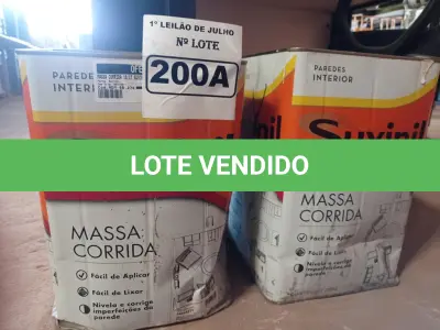 LOTE 200 - 2 LATAS DE MASSA CORRIDA PARA PAREDES INTERIOR CONTENDO 28KG CADA MARCA SUVINIL. (NO ESTADO) ATENÇÃO! FAZER A VISITAÇÃO ANTES DE ARREMATAR, NÃO SABEMOS SE FUNCIONA. LEILÃO NÃO TEM GARANTIA E NEM DEVOLUÇÃO, SUJEITO A POSSÍVEIS AVARIAS VISÍVEIS/OCULTAS E/OU AUSÊNCIA DE COMPONENTES.