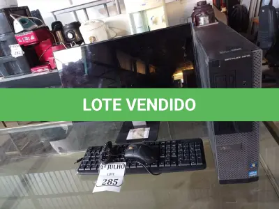 LOTE 285 - 01 COMPUTADOR OPTIPLEX 3010 COM MONITOR LCD, TECLADO E MOUSE. (NO ESTADO) ATENÇÃO! FAZER A VISITAÇÃO ANTES DE ARREMATAR, NÃO SABEMOS SE FUNCIONA. LEILÃO NÃO TEM GARANTIA E NEM DEVOLUÇÃO, SUJEITO A POSSÍVEIS AVARIAS VISÍVEIS/OCULTAS E/OU AUSÊNCIA DE COMPONENTES.