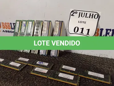 LOTE 011 - 06 PENTES DE MEMÓRIA DE 8GB CADA E 04 PENTES DE MEMÓRIA DE 16GB CADA PARA SERVIDOR PC3. (NO ESTADO) ATENÇÃO! FAZER A VISITAÇÃO ANTES DE ARREMATAR, NÃO SABEMOS SE FUNCIONA. LEILÃO NÃO TEM GARANTIA E NEM DEVOLUÇÃO, SUJEITO A POSSÍVEIS AVARIAS VISÍVEIS/OCULTAS E/OU AUSÊNCIA DE COMPONENTES.