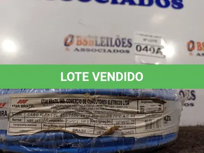 LOTE 040 - 01 ROLO DE CABO FLEXÍVEL 1×10,00MM NA COR AZUL. (NO ESTADO) ATENÇÃO! FAZER A VISITAÇÃO ANTES DE ARREMATAR, NÃO SABEMOS SE FUNCIONA. LEILÃO NÃO TEM GARANTIA E NEM DEVOLUÇÃO, SUJEITO A POSSÍVEIS AVARIAS VISÍVEIS/OCULTAS E/OU AUSÊNCIA DE COMPONENTES.