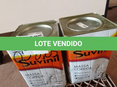 LOTE 140 - 02 LATAS DE MASSA CORRIDA PARA PAREDES INTERIOR CONTENDO 28KG CADA MARCA SUVINIL (NO ESTADO) ATENÇÃO! FAZER A VISITAÇÃO ANTES DE ARREMATAR, NÃO SABEMOS SE FUNCIONA. LEILÃO NÃO TEM GARANTIA E NEM DEVOLUÇÃO, SUJEITO A POSSÍVEIS AVARIAS VISÍVEIS/OCULTAS E/OU AUSÊNCIA DE COMPONENTES.