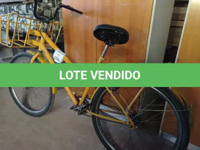 LOTE 256 - 01 BICICLETA CARGUEIRA NA COR AMARELA. (NO ESTADO) ATENÇÃO! FAZER A VISITAÇÃO ANTES DE ARREMATAR, NÃO SABEMOS SE FUNCIONA. LEILÃO NÃO TEM GARANTIA E NEM DEVOLUÇÃO, SUJEITO A POSSÍVEIS AVARIAS VISÍVEIS/OCULTAS E/OU AUSÊNCIA DE COMPONENTES.