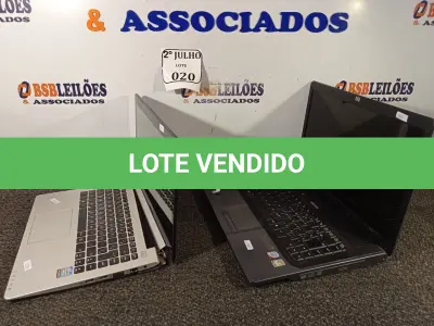 LOTE 020 - 02 NOTEBOOKS, SENDO 01 ASUS E 01 HP SEM FONTE PARA RETIRADA DE PEÇAS. (NO ESTADO) ATENÇÃO! FAZER A VISITAÇÃO ANTES DE ARREMATAR, NÃO SABEMOS SE FUNCIONA. LEILÃO NÃO TEM GARANTIA E NEM DEVOLUÇÃO, SUJEITO A POSSÍVEIS AVARIAS VISÍVEIS/OCULTAS E/OU AUSÊNCIA DE COMPONENTES.