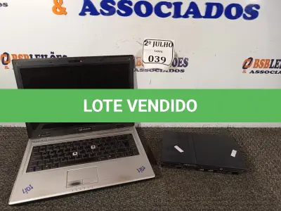 LOTE 039 - 01 PS2 MARCA SONY SEM CABOS E CONTROLE E 01 NOTEBOOK PARA RETIRADA DE PEÇAS. (NO ESTADO) ATENÇÃO! FAZER A VISITAÇÃO ANTES DE ARREMATAR, NÃO SABEMOS SE FUNCIONA. LEILÃO NÃO TEM GARANTIA E NEM DEVOLUÇÃO, SUJEITO A POSSÍVEIS AVARIAS VISÍVEIS/OCULTAS E/OU AUSÊNCIA DE COMPONENTES.