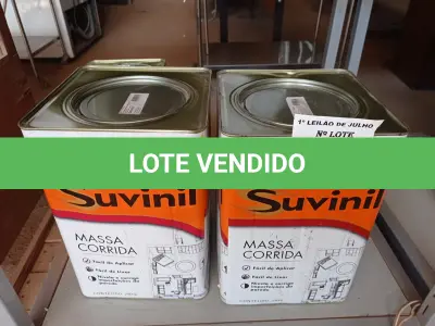 LOTE 055 - 02 LATAS DE MASSA CORRIDA PARA PAREDES INTERIOR CONTENDO 28KG CADA MARCA SUVINIL. (NO ESTADO) ATENÇÃO! FAZER A VISITAÇÃO ANTES DE ARREMATAR, NÃO SABEMOS SE FUNCIONA. LEILÃO NÃO TEM GARANTIA E NEM DEVOLUÇÃO, SUJEITO A POSSÍVEIS AVARIAS VISÍVEIS/OCULTAS E/OU AUSÊNCIA DE COMPONENTES.