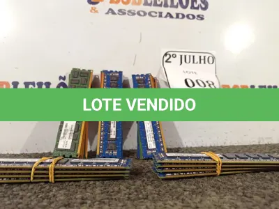 LOTE 008 - 20 PENTES DE MEMÓRIA PARA PC3 DDR3 COM 4GB CADA. (NO ESTADO) ATENÇÃO! FAZER A VISITAÇÃO ANTES DE ARREMATAR, NÃO SABEMOS SE FUNCIONA. LEILÃO NÃO TEM GARANTIA E NEM DEVOLUÇÃO, SUJEITO A POSSÍVEIS AVARIAS VISÍVEIS/OCULTAS E/OU AUSÊNCIA DE COMPONENTES.