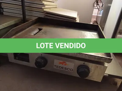LOTE 060 - 01 CHAPA A GÁS MARCA TEDESCO. (NO ESTADO) ATENÇÃO! FAZER A VISITAÇÃO ANTES DE ARREMATAR, NÃO SABEMOS SE FUNCIONA. LEILÃO NÃO TEM GARANTIA E NEM DEVOLUÇÃO, SUJEITO A POSSÍVEIS AVARIAS VISÍVEIS/OCULTAS E/OU AUSÊNCIA DE COMPONENTES.