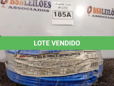 LOTE 185 - 01 ROLO DE CABO FLEXÍVEL 1×4,00MM NA COR AZUL. (NO ESTADO) ATENÇÃO! FAZER A VISITAÇÃO ANTES DE ARREMATAR, NÃO SABEMOS SE FUNCIONA. LEILÃO NÃO TEM GARANTIA E NEM DEVOLUÇÃO, SUJEITO A POSSÍVEIS AVARIAS VISÍVEIS/OCULTAS E/OU AUSÊNCIA DE COMPONENTES.