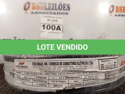 LOTE 100 - 01 ROLO DE CABO FLEXÍVEL 1×10,00MM NA COR PRETA. (NO ESTADO) ATENÇÃO! FAZER A VISITAÇÃO ANTES DE ARREMATAR, NÃO SABEMOS SE FUNCIONA. LEILÃO NÃO TEM GARANTIA E NEM DEVOLUÇÃO, SUJEITO A POSSÍVEIS AVARIAS VISÍVEIS/OCULTAS E/OU AUSÊNCIA DE COMPONENTES.