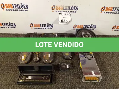 LOTE 036 - 01 TS, 01 FONTE, 03 SUBWOOFERS E 02 TWEETERS PARA CAIXAS, 01 FRENTE SOM PIONEER E 02 CROSSOVERS JBL. (NO ESTADO) ATENÇÃO! FAZER A VISITAÇÃO ANTES DE ARREMATAR, NÃO SABEMOS SE FUNCIONA. LEILÃO NÃO TEM GARANTIA E NEM DEVOLUÇÃO, SUJEITO A POSSÍVEIS AVARIAS VISÍVEIS/OCULTAS E/OU AUSÊNCIA DE COMPONENTES.