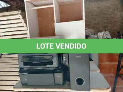 LOTE 407 - 01 PASSADEIRA EM MADEIRA ,01 MESA NIVELADORA ,01 PAINEL PARA TELEVISÃO, 03 IMPRESSORAS E 01 CAIXA SUBWOFFER (NO ESTADO) ATENÇÃO! FAZER A VISITAÇÃO ANTES DE ARREMATAR, NÃO SABEMOS SE FUNCIONA. LEILÃO NÃO TEM GARANTIA E NEM DEVOLUÇÃO, SUJEITO A POSSÍVEIS AVARIAS VISÍVEIS/OCULTAS E/OU AUSÊNCIA DE COMPONENTES.