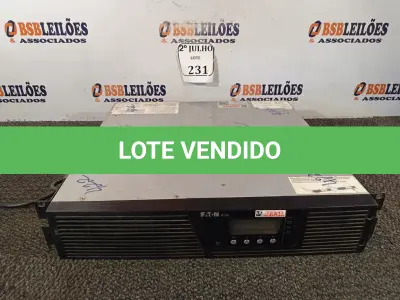 LOTE 231 - 01NOBREAK PARA SERVIDOR (NO ESTADO) ATENÇÃO! FAZER A VISITAÇÃO ANTES DE ARREMATAR, NÃO SABEMOS SE FUNCIONA. LEILÃO NÃO TEM GARANTIA E NEM DEVOLUÇÃO, SUJEITO A POSSÍVEIS AVARIAS VISÍVEIS/OCULTAS E/OU AUSÊNCIA DE COMPONENTES.