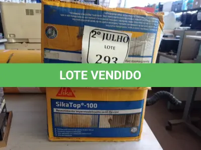 LOTE 293 - 02 CAIXAS COM REVESTIMENTO IMPERMEABILIZANTE SEMIFLEXÍVEL SIKA TOP -100 (NO ESTADO) ATENÇÃO! FAZER A VISITAÇÃO ANTES DE ARREMATAR, NÃO SABEMOS SE FUNCIONA. LEILÃO NÃO TEM GARANTIA E NEM DEVOLUÇÃO, SUJEITO A POSSÍVEIS AVARIAS VISÍVEIS/OCULTAS E/OU AUSÊNCIA DE COMPONENTES.