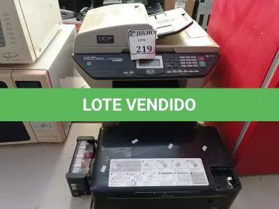 LOTE 219 - 02 IMPRESSORAS MARCAS E MODELOS DIVERSOS (NO ESTADO) ATENÇÃO! FAZER A VISITAÇÃO ANTES DE ARREMATAR, NÃO SABEMOS SE FUNCIONA. LEILÃO NÃO TEM GARANTIA E NEM DEVOLUÇÃO, SUJEITO A POSSÍVEIS AVARIAS VISÍVEIS/OCULTAS E/OU AUSÊNCIA DE COMPONENTES.