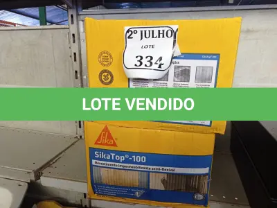 LOTE 334 - 02 CAIXAS COM REVESTIMENTO IMPERMEABILIZANTE SEMIFLEXÍVEL SIKA TOP -100 (NO ESTADO) ATENÇÃO! FAZER A VISITAÇÃO ANTES DE ARREMATAR, NÃO SABEMOS SE FUNCIONA. LEILÃO NÃO TEM GARANTIA E NEM DEVOLUÇÃO, SUJEITO A POSSÍVEIS AVARIAS VISÍVEIS/OCULTAS E/OU AUSÊNCIA DE COMPONENTES.