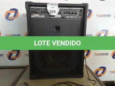 LOTE 184 - 01 CAIXA DE SOM AMPLIFICADA WATTSOM POP LINE 300 BIVOLT (NO ESTADO) ATENÇÃO! FAZER A VISITAÇÃO ANTES DE ARREMATAR, NÃO SABEMOS SE FUNCIONA. LEILÃO NÃO TEM GARANTIA E NEM DEVOLUÇÃO, SUJEITO A POSSÍVEIS AVARIAS VISÍVEIS/OCULTAS E/OU AUSÊNCIA DE COMPONENTES.
