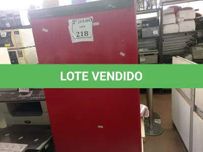 LOTE 218 - 01 FRIGOBAR MARCA CONSUL NA COR VERMELHA 220V (NO ESTADO) ATENÇÃO! FAZER A VISITAÇÃO ANTES DE ARREMATAR, NÃO SABEMOS SE FUNCIONA. LEILÃO NÃO TEM GARANTIA E NEM DEVOLUÇÃO, SUJEITO A POSSÍVEIS AVARIAS VISÍVEIS/OCULTAS E/OU AUSÊNCIA DE COMPONENTES.