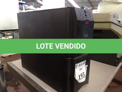 LOTE 193 - 01 NOBREAK MARCA APC MOD: SMART-UPS 3.000VA (NO ESTADO) ATENÇÃO! FAZER A VISITAÇÃO ANTES DE ARREMATAR, NÃO SABEMOS SE FUNCIONA. LEILÃO NÃO TEM GARANTIA E NEM DEVOLUÇÃO, SUJEITO A POSSÍVEIS AVARIAS VISÍVEIS/OCULTAS E/OU AUSÊNCIA DE COMPONENTES.