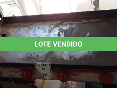 LOTE 148 - 01 CHAPA A GÁS MARCA PROGÁS (NO ESTADO) ATENÇÃO! FAZER A VISITAÇÃO ANTES DE ARREMATAR, NÃO SABEMOS SE FUNCIONA. LEILÃO NÃO TEM GARANTIA E NEM DEVOLUÇÃO, SUJEITO A POSSÍVEIS AVARIAS VISÍVEIS/OCULTAS E/OU AUSÊNCIA DE COMPONENTES.