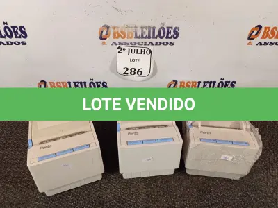 LOTE 286 - 03 IMPRESSORAS NÃO FISCAIS (NO ESTADO) ATENÇÃO! FAZER A VISITAÇÃO ANTES DE ARREMATAR, NÃO SABEMOS SE FUNCIONA. LEILÃO NÃO TEM GARANTIA E NEM DEVOLUÇÃO, SUJEITO A POSSÍVEIS AVARIAS VISÍVEIS/OCULTAS E/OU AUSÊNCIA DE COMPONENTES.