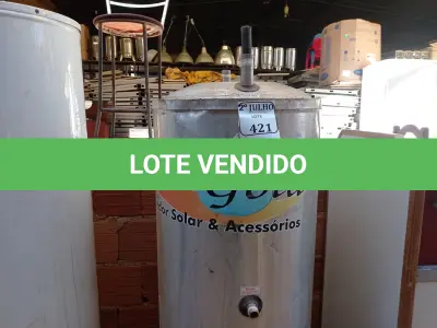 LOTE 421 - 01 AQUECEDOR BOILER (NO ESTADO) ATENÇÃO! FAZER A VISITAÇÃO ANTES DE ARREMATAR, NÃO SABEMOS SE FUNCIONA. LEILÃO NÃO TEM GARANTIA E NEM DEVOLUÇÃO, SUJEITO A POSSÍVEIS AVARIAS VISÍVEIS/OCULTAS E/OU AUSÊNCIA DE COMPONENTES.