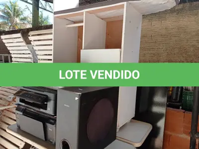 LOTE 407 - 01 PASSADEIRA EM MADEIRA ,01 MESA NIVELADORA ,01 PAINEL PARA TELEVISÃO, 03 IMPRESSORAS E 01 CAIXA SUBWOFFER (NO ESTADO) ATENÇÃO! FAZER A VISITAÇÃO ANTES DE ARREMATAR, NÃO SABEMOS SE FUNCIONA. LEILÃO NÃO TEM GARANTIA E NEM DEVOLUÇÃO, SUJEITO A POSSÍVEIS AVARIAS VISÍVEIS/OCULTAS E/OU AUSÊNCIA DE COMPONENTES.