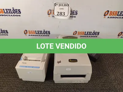 LOTE 283 - 01 IMPRESSORA PARA ETIQUETAS E 01 IMPRESSORA NÃO FISCAL TÉRMICA (NO ESTADO) ATENÇÃO! FAZER A VISITAÇÃO ANTES DE ARREMATAR, NÃO SABEMOS SE FUNCIONA. LEILÃO NÃO TEM GARANTIA E NEM DEVOLUÇÃO, SUJEITO A POSSÍVEIS AVARIAS VISÍVEIS/OCULTAS E/OU AUSÊNCIA DE COMPONENTES.