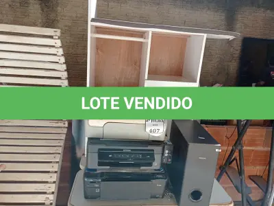 LOTE 407 - 01 PASSADEIRA EM MADEIRA ,01 MESA NIVELADORA ,01 PAINEL PARA TELEVISÃO, 03 IMPRESSORAS E 01 CAIXA SUBWOFFER (NO ESTADO) ATENÇÃO! FAZER A VISITAÇÃO ANTES DE ARREMATAR, NÃO SABEMOS SE FUNCIONA. LEILÃO NÃO TEM GARANTIA E NEM DEVOLUÇÃO, SUJEITO A POSSÍVEIS AVARIAS VISÍVEIS/OCULTAS E/OU AUSÊNCIA DE COMPONENTES.