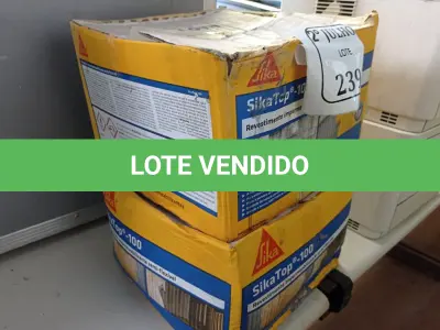 LOTE 239 - 02 CAIXAS COM REVESTIMENTO IMPERMEABILIZANTE SEMIFLEXÍVEL SIKA TOP -100 (NO ESTADO) ATENÇÃO! FAZER A VISITAÇÃO ANTES DE ARREMATAR, NÃO SABEMOS SE FUNCIONA. LEILÃO NÃO TEM GARANTIA E NEM DEVOLUÇÃO, SUJEITO A POSSÍVEIS AVARIAS VISÍVEIS/OCULTAS E/OU AUSÊNCIA DE COMPONENTES.