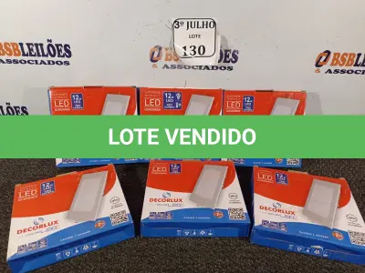 LOTE 130 - 06 LUMINÁRIAS DE EMBUTIR LED QUADRADA 12W NOVO. (NO ESTADO)