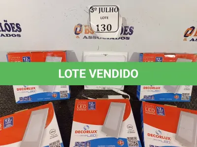 LOTE 130 - 06 LUMINÁRIAS DE EMBUTIR LED QUADRADA 12W NOVO. (NO ESTADO)