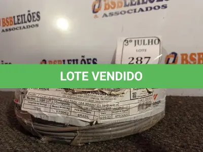 LOTE 287 - 01 ROLO DE CABO FLEXÍVEL 1×4,00MM NA COR CINZA. (NO ESTADO) ATENÇÃO! FAZER A VISITAÇÃO ANTES DE ARREMATAR, NÃO SABEMOS SE FUNCIONA. LEILÃO NÃO TEM GARANTIA E NEM DEVOLUÇÃO, SUJEITO A POSSÍVEIS AVARIAS VISÍVEIS/OCULTAS E/OU AUSÊNCIA DE COMPONENTES.