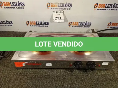 LOTE 271 - 01 FOGÃO ELETRICO 02 BOCAS MARCA COMPACT 220V. (NO ESTADO) ATENÇÃO! FAZER A VISITAÇÃO ANTES DE ARREMATAR, NÃO SABEMOS SE FUNCIONA. LEILÃO NÃO TEM GARANTIA E NEM DEVOLUÇÃO, SUJEITO A POSSÍVEIS AVARIAS VISÍVEIS/OCULTAS E/OU AUSÊNCIA DE COMPONENTES.