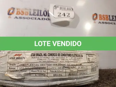 LOTE 242 - 01 ROLO DE CABO FLEXÍVEL 1×4,00MM NA COR BRANCA. (NO ESTADO) ATENÇÃO! FAZER A VISITAÇÃO ANTES DE ARREMATAR, NÃO SABEMOS SE FUNCIONA. LEILÃO NÃO TEM GARANTIA E NEM DEVOLUÇÃO, SUJEITO A POSSÍVEIS AVARIAS VISÍVEIS/OCULTAS E/OU AUSÊNCIA DE COMPONENTES.