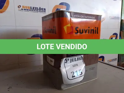 LOTE 215 - 01 LATA DE TINTA TEXTURATTO PREMIUM EFEITO RÚSTICO EXTERIOR/INTERIOR SUVINIL 25KG. (NO ESTADO) ATENÇÃO! FAZER A VISITAÇÃO ANTES DE ARREMATAR, NÃO SABEMOS SE FUNCIONA. LEILÃO NÃO TEM GARANTIA E NEM DEVOLUÇÃO, SUJEITO A POSSÍVEIS AVARIAS VISÍVEIS/OCULTAS E/OU AUSÊNCIA DE COMPONENTES.