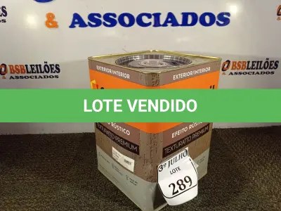 LOTE 289 - 01 LATA DE TINTA TEXTURATTO PREMIUM EFEITO RÚSTICO EXTERIOR/INTERIOR SUVINIL 25KG. (NO ESTADO) ATENÇÃO! FAZER A VISITAÇÃO ANTES DE ARREMATAR, NÃO SABEMOS SE FUNCIONA. LEILÃO NÃO TEM GARANTIA E NEM DEVOLUÇÃO, SUJEITO A POSSÍVEIS AVARIAS VISÍVEIS/OCULTAS E/OU AUSÊNCIA DE COMPONENTES.