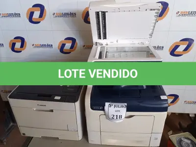 LOTE 218 - 02 IMPRESSORAS, SENDO 01 A LASER MODELO:5280 MARCA CANON E 01MULTIFUNCIONAL WORKCENTRE 6605 SEM TONNER. (NO ESTADO) ATENÇÃO! FAZER A VISITAÇÃO ANTES DE ARREMATAR, NÃO SABEMOS SE FUNCIONA. LEILÃO NÃO TEM GARANTIA E NEM DEVOLUÇÃO, SUJEITO A POSSÍVEIS AVARIAS VISÍVEIS/OCULTAS E/OU AUSÊNCIA DE COMPONENTES.