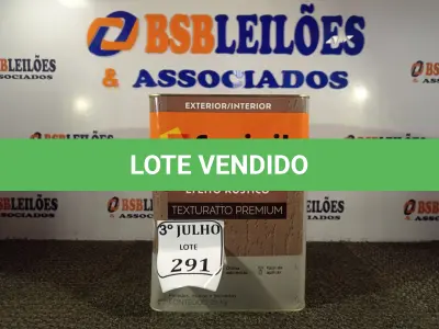 LOTE 291 - 01 LATA DE TINTA TEXTURATTO PREMIUM EFEITO RÚSTICO EXTERIOR/INTERIOR SUVINIL 25KG. (NO ESTADO) ATENÇÃO! FAZER A VISITAÇÃO ANTES DE ARREMATAR, NÃO SABEMOS SE FUNCIONA. LEILÃO NÃO TEM GARANTIA E NEM DEVOLUÇÃO, SUJEITO A POSSÍVEIS AVARIAS VISÍVEIS/OCULTAS E/OU AUSÊNCIA DE COMPONENTES.