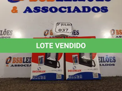 LOTE 037 - 02 REFLETORES DECORLED SUPERLED 220V 10W RGB PT –DECORLUX NOVO. (NO ESTADO)