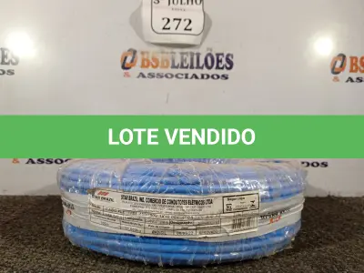 LOTE 272 - 01 ROLO DE CABO FLEXÍVEL 1×10,00MM NA COR AZUL. (NO ESTADO) ATENÇÃO! FAZER A VISITAÇÃO ANTES DE ARREMATAR, NÃO SABEMOS SE FUNCIONA. LEILÃO NÃO TEM GARANTIA E NEM DEVOLUÇÃO, SUJEITO A POSSÍVEIS AVARIAS VISÍVEIS/OCULTAS E/OU AUSÊNCIA DE COMPONENTES.