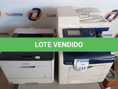 LOTE 218 - 02 IMPRESSORAS, SENDO 01 A LASER MODELO:5280 MARCA CANON E 01MULTIFUNCIONAL WORKCENTRE 6605 SEM TONNER. (NO ESTADO) ATENÇÃO! FAZER A VISITAÇÃO ANTES DE ARREMATAR, NÃO SABEMOS SE FUNCIONA. LEILÃO NÃO TEM GARANTIA E NEM DEVOLUÇÃO, SUJEITO A POSSÍVEIS AVARIAS VISÍVEIS/OCULTAS E/OU AUSÊNCIA DE COMPONENTES.