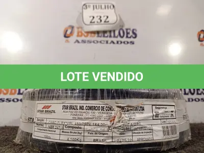 LOTE 232 - 01 ROLO DE CABO FLEXÍVEL 1×4,00MM NA COR PRETO. (NO ESTADO) ATENÇÃO! FAZER A VISITAÇÃO ANTES DE ARREMATAR, NÃO SABEMOS SE FUNCIONA. LEILÃO NÃO TEM GARANTIA E NEM DEVOLUÇÃO, SUJEITO A POSSÍVEIS AVARIAS VISÍVEIS/OCULTAS E/OU AUSÊNCIA DE COMPONENTES.