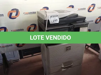 LOTE 299 - 01 IMPRESSORA COPIADORA MARCA SHARP MOD:MX3610N. (NO ESTADO) ATENÇÃO! FAZER A VISITAÇÃO ANTES DE ARREMATAR, NÃO SABEMOS SE FUNCIONA. LEILÃO NÃO TEM GARANTIA E NEM DEVOLUÇÃO, SUJEITO A POSSÍVEIS AVARIAS VISÍVEIS/OCULTAS E/OU AUSÊNCIA DE COMPONENTES.