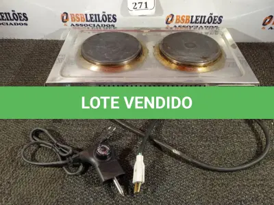 LOTE 271 - 01 FOGÃO ELETRICO 02 BOCAS MARCA COMPACT 220V. (NO ESTADO) ATENÇÃO! FAZER A VISITAÇÃO ANTES DE ARREMATAR, NÃO SABEMOS SE FUNCIONA. LEILÃO NÃO TEM GARANTIA E NEM DEVOLUÇÃO, SUJEITO A POSSÍVEIS AVARIAS VISÍVEIS/OCULTAS E/OU AUSÊNCIA DE COMPONENTES.