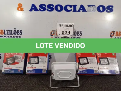 LOTE 034 - 05 REFLETORES DECORLED SUPERLED 220V 10W LUZ BRANCA – DECORLUX NOVO. (NO ESTADO) 